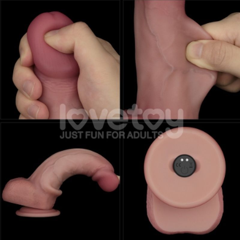 Vibrating Sliding Skin Pro II Silicone Dong 8in image 3