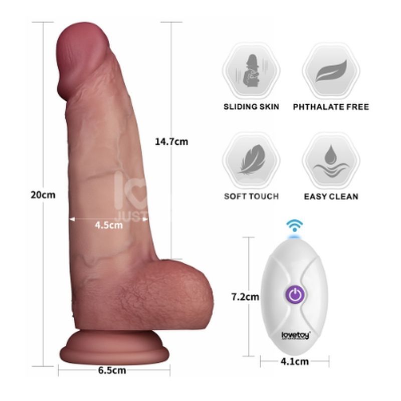 Vibrating Sliding Skin Pro II Silicone Dong 8in image 4