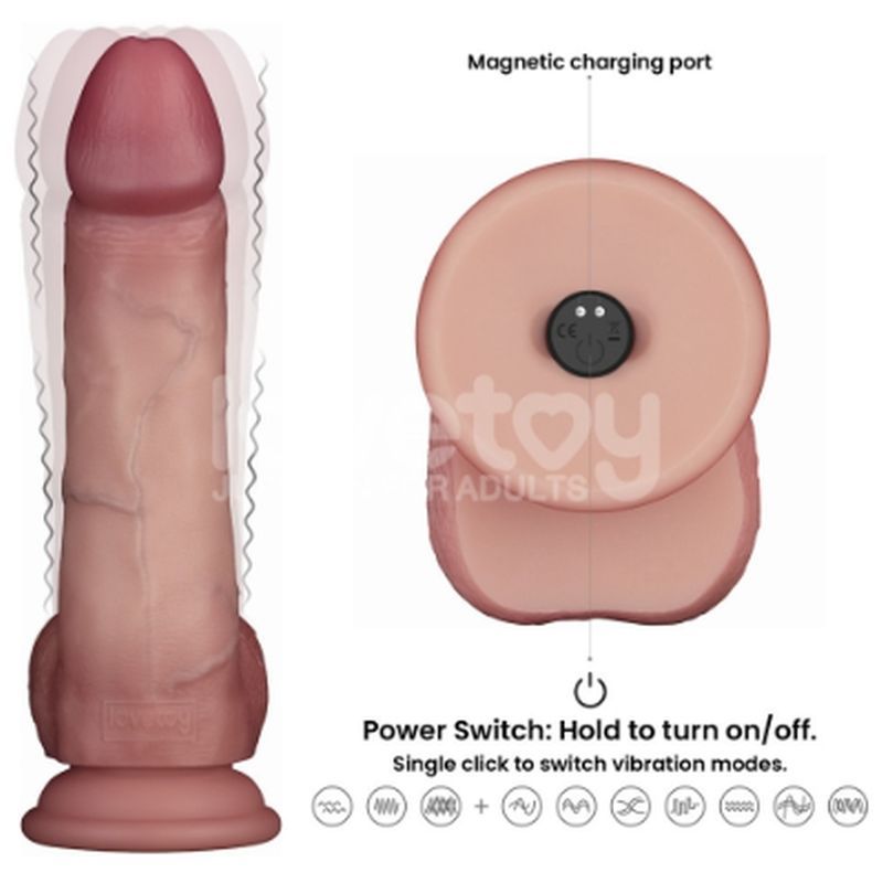 Vibrating Sliding Skin Pro II Silicone Dong 8in image 5