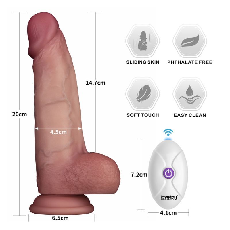 Vibrating Sliding Skin Pro II Silicone Dong 8in image 7