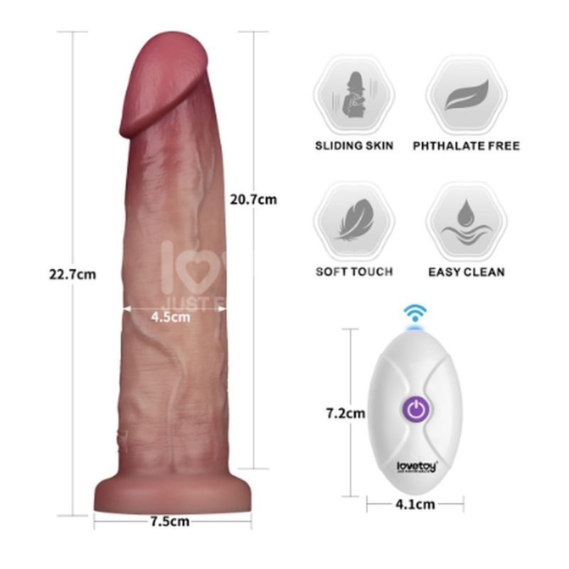 Vibrating Sliding Skin Pro II Silicone Dong 9in image 4