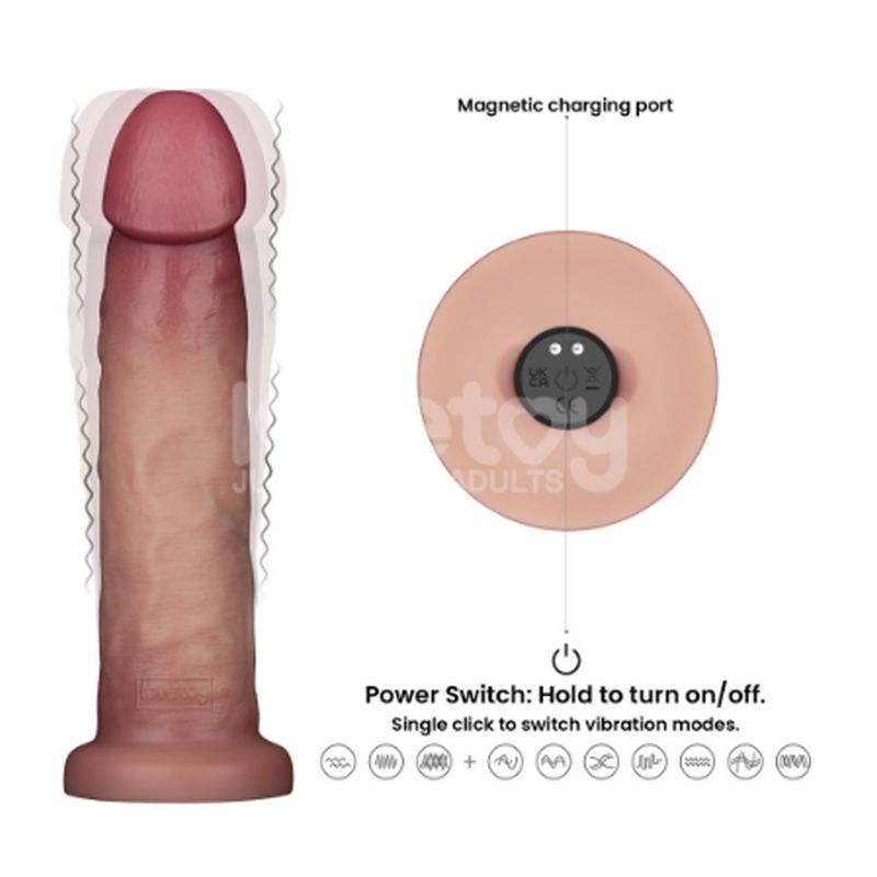 Vibrating Sliding Skin Pro II Silicone Dong 9in image 5