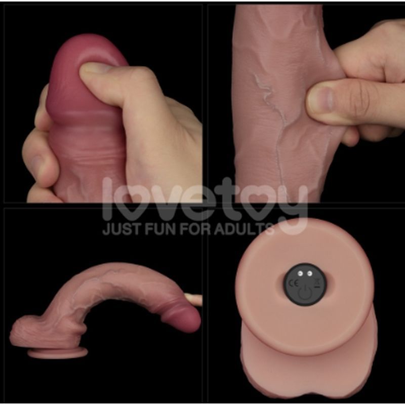 Vibrating Sliding Skin Pro II Silicone Dong 10in image 3