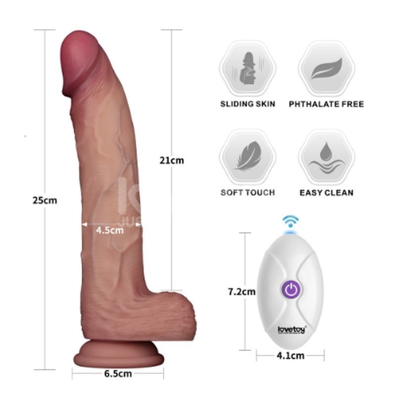 Vibrating Sliding Skin Pro II Silicone Dong 10in image 4