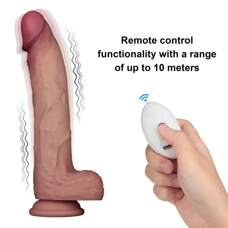 Vibrating Sliding Skin Pro II Silicone Dong 10in image 6