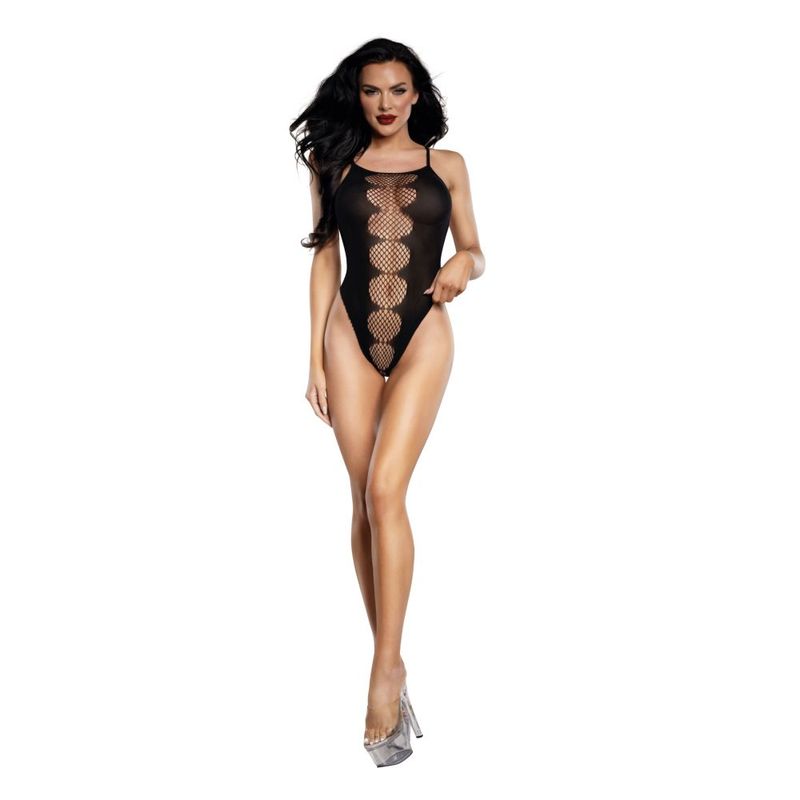 DreamGirl Fishnet Peek-A-Boo Teddy Black image 2