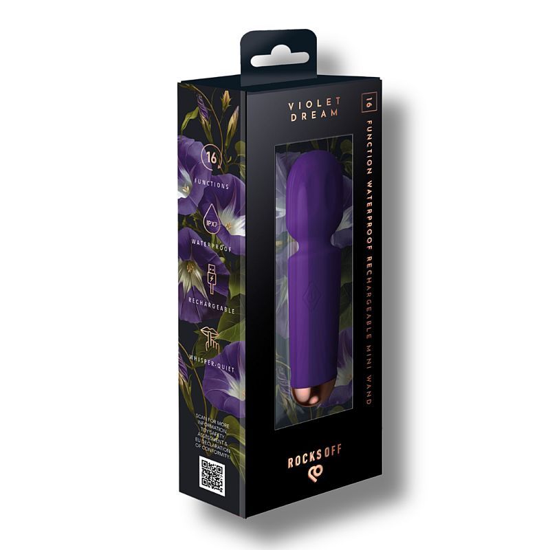 Rechargeable 16 Mode Silicone Mini Wand Violet Dream image 3